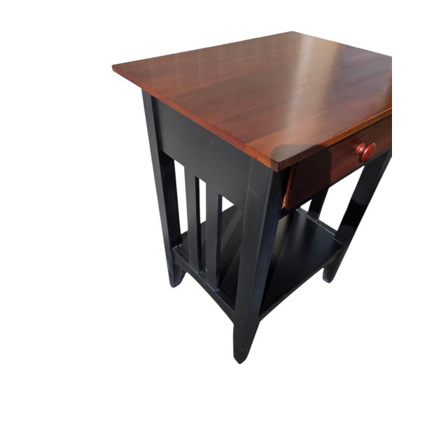1990s Ethan Allan American Impressions Night Stand End Side Table Cherry Black For Sale - Image 13 of 13