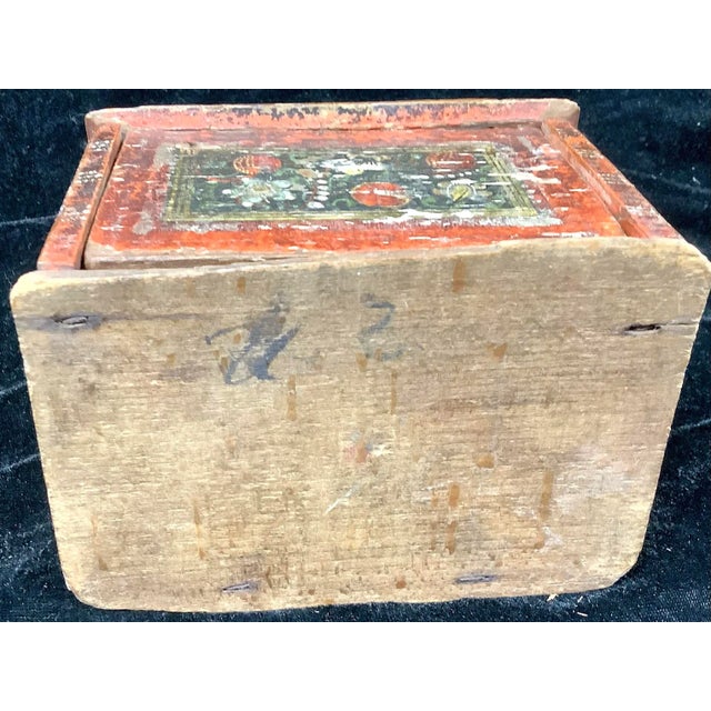 Red Early 19th Century Wooden Scandinavian Trinket Box With Drawers For Sale - Image 8 of 9