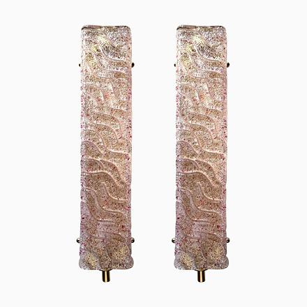 Gold Wall Sconces with Ametista Graniglia Murano Glass by Simoeng, Set of 2 For Sale - Image 9 of 9