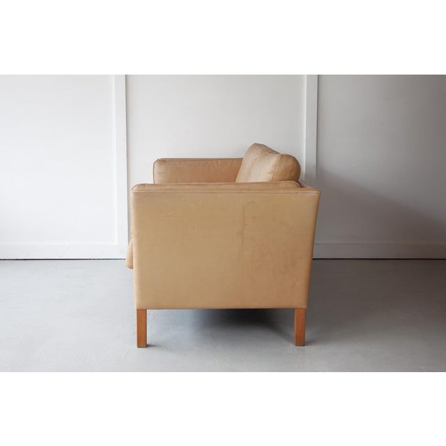 Danish Two-Seater Tan Leather Sofa, 1960s For Sale - Image 4 of 7