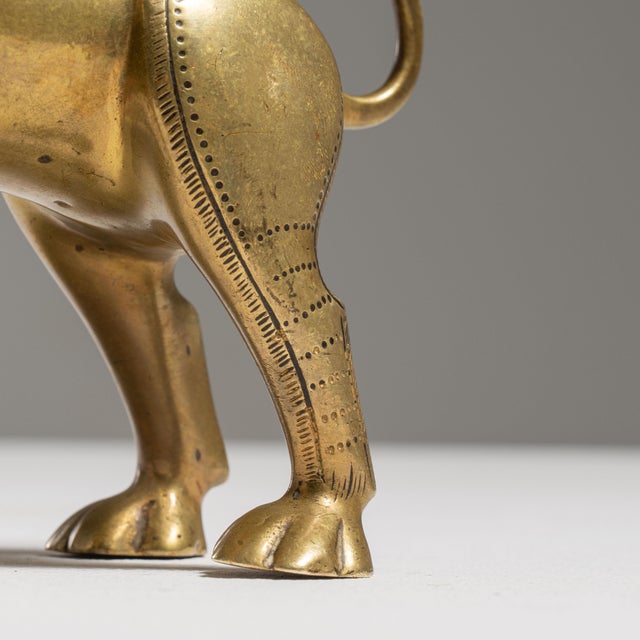 19th Century Brass Lion Aquamanile Oil Lamp For Sale - Image 11 of 15