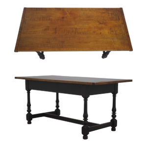 Tiger Maple Top Black Base Coffee Table