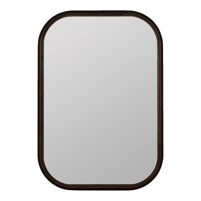 Jude Rounded Edge Wall Mirror, Espresso For Sale