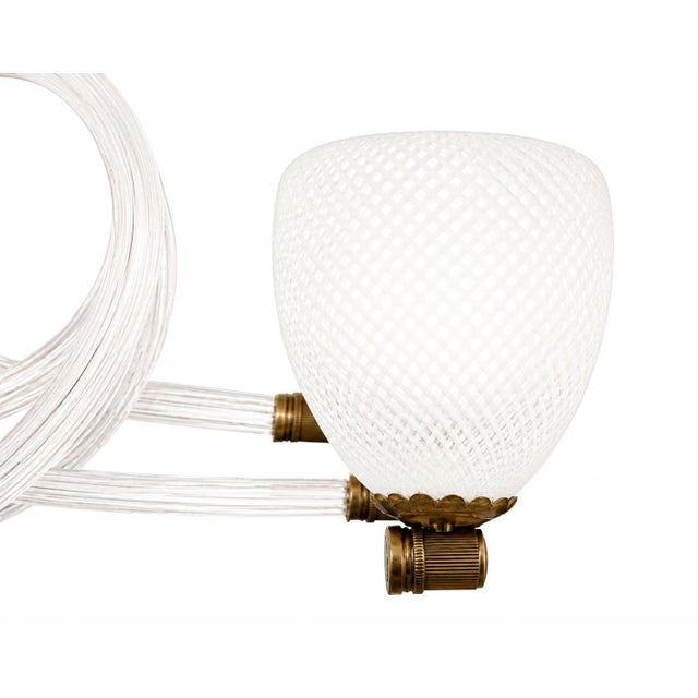 Mid-Century Art Deco Italian Murano Glass Reticello Chandelier, 1930 For Sale - Image 11 of 12