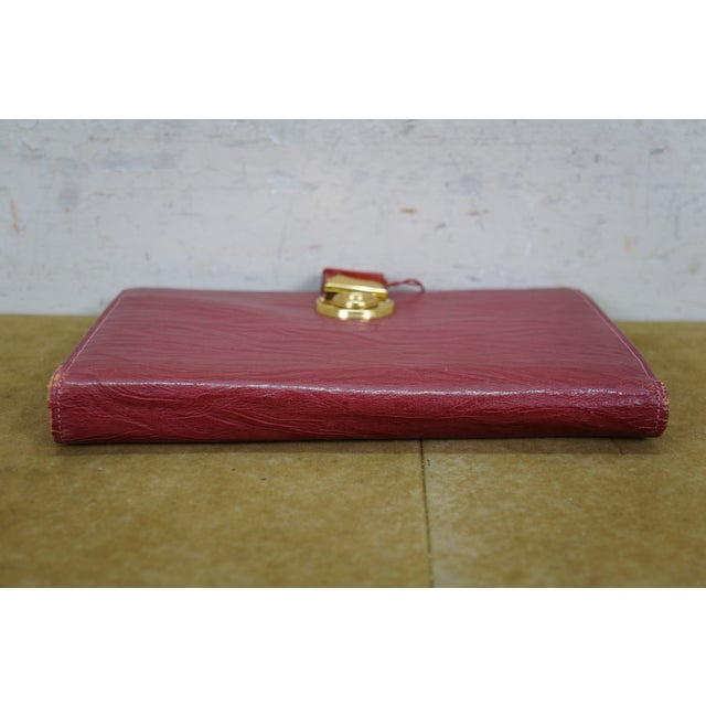 1970s Vintage Red Leather Textured Journal Planner With Lock & Key Diary Portfolio For Sale - Image 5 of 16