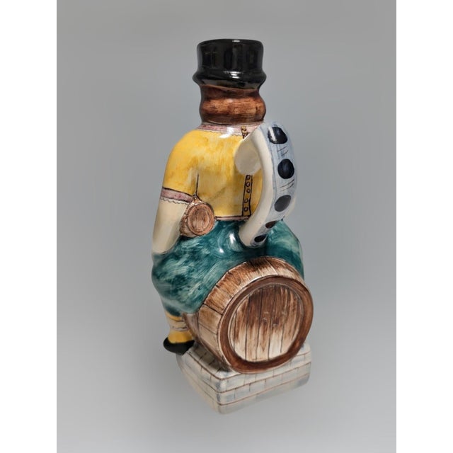 Figurative Vintage Signed Fábrica Sant'Anna Portuguese Faience Figural Toby Jug / Barrel Pitcher (10.5") For Sale - Image 3 of 6