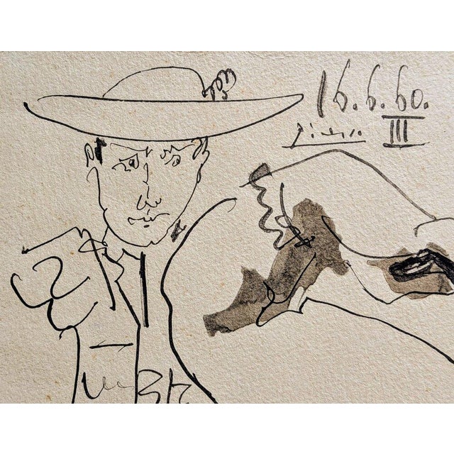Pablo Picasso - "Feuille D'Etudes, 1960" - Rare Limited Edition signed in the stone Lithograph with pochoir by Pablo...
