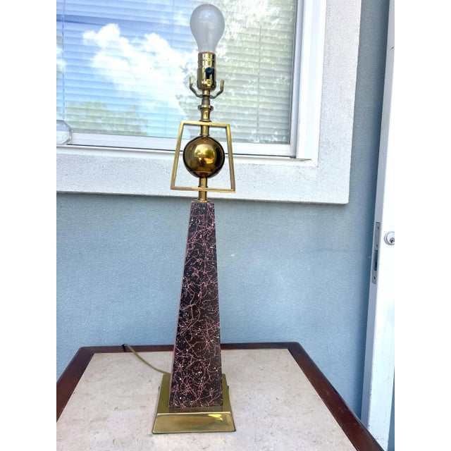 Mid-Century Modern Obelisk Table Lamp With String Shade For Sale - Image 10 of 11