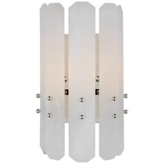 AERIN for Visual Comfort Signature Bonnington Wall Sconce in Polished Nickel with Alabaster For Sale