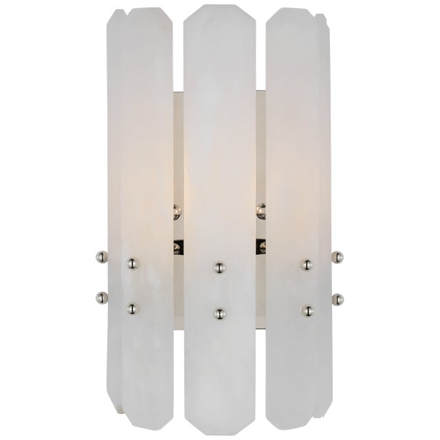 AERIN for Visual Comfort Signature Bonnington Wall Sconce in Polished Nickel with Alabaster For Sale