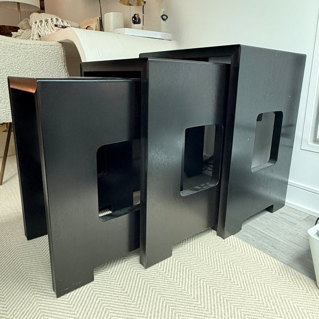 Trio of Holly Hunt Modernist Nesting Tables For Sale - Image 9 of 10
