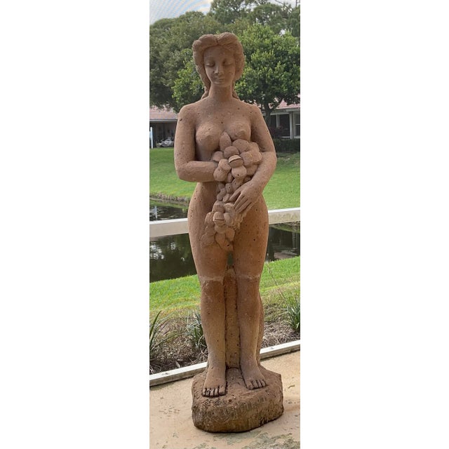 Figurative Hand-Carved Sandstone Female Sculpture For Sale - Image 3 of 13