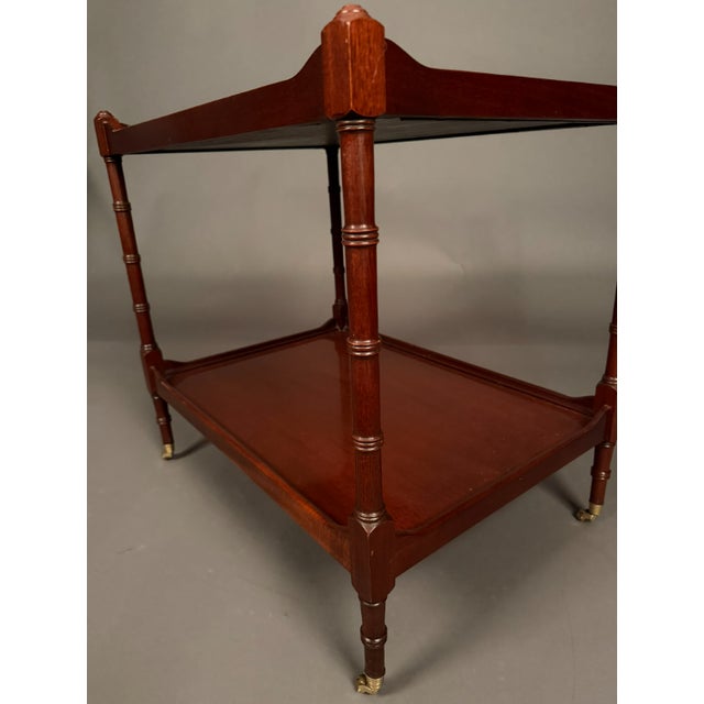 Councill Craftsmen Mahogany Hepplewhite Style Two-Tier Side Table With Brass Casters, Circa 1990 For Sale - Image 4 of 11