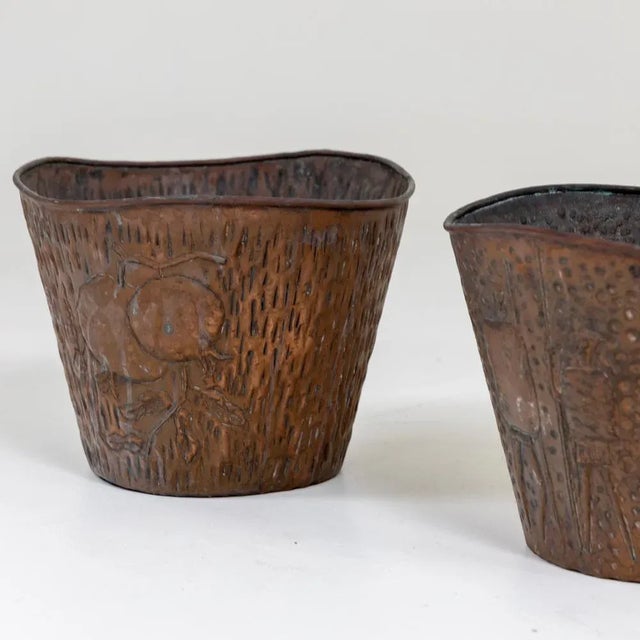 Vintage Italian Copper Plant Pots, Set of 2 For Sale - Image 4 of 6