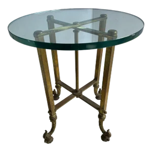 Glass Top Brass Side or Drinks Table