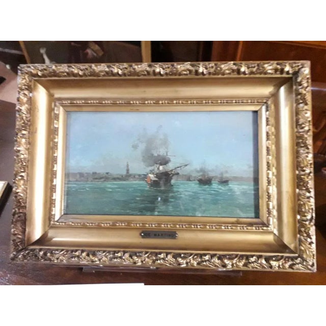 Eduardo de Martino, Seascape, 1800s, Oil on Board, Framed For Sale - Image 7 of 7