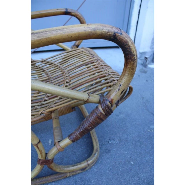 Mid-Century Modern Set of Italian Bamboo Lounge Chairs by Tito Agnoli, 1950s For Sale - Image 3 of 11