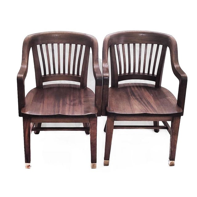 Antique Wooden Jury Chairs Utah State Legislature - Set of 2 Tagged & Numbered For Sale - Image 4 of 12