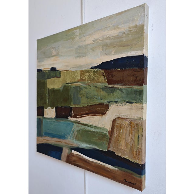Contemporary Au Dela Des Champs, Contemporary Abstract Landscape, Framed by Sophie Dumont For Sale - Image 3 of 8