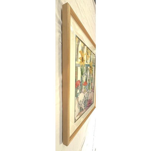 Original Signed and Framed Watercolor Painting 'Afternoon Cabernet' by Lorraine Schellinger C1990's For Sale - Image 13 of 15