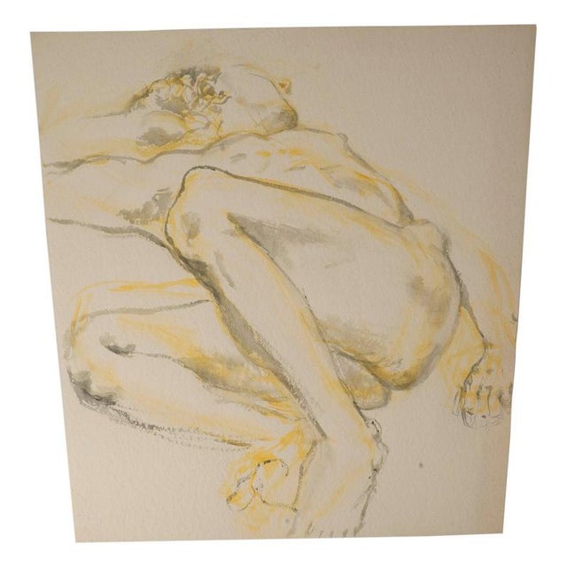Unknown, Depicting a Man Lying Down, 20th Century, Watercolour on Paper For Sale - Image 6 of 6