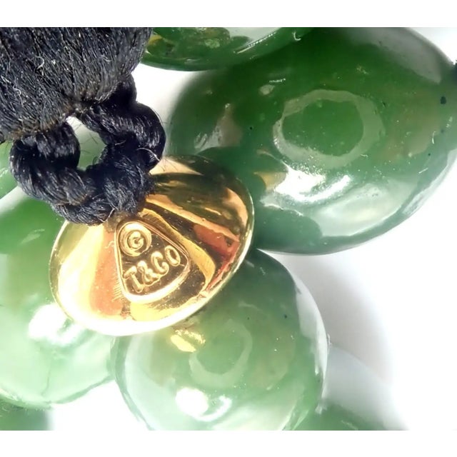 1970s Tiffany & Co. Angela Cummings Nephrite Jade Bead Yellow Gold Necklace For Sale - Image 9 of 12