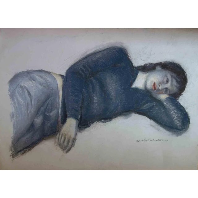 Aurelio Bulzatti, Donna Sdraiata, Original Pastel, 2009 For Sale - Image 3 of 3