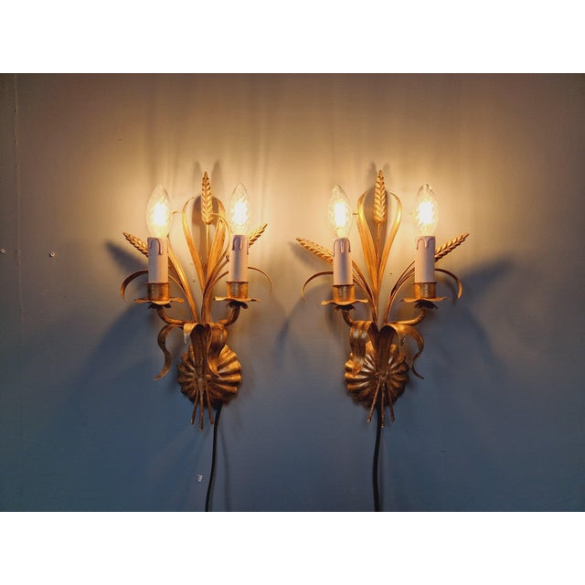 Wall Lights in Gilt Metal, Florence, Italy, 1970s, Set of 2 For Sale - Image 11 of 14