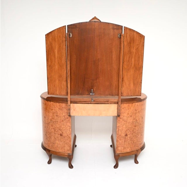 Queen Anne Burr Walnut Dressing Table, 1930s For Sale - Image 6 of 11
