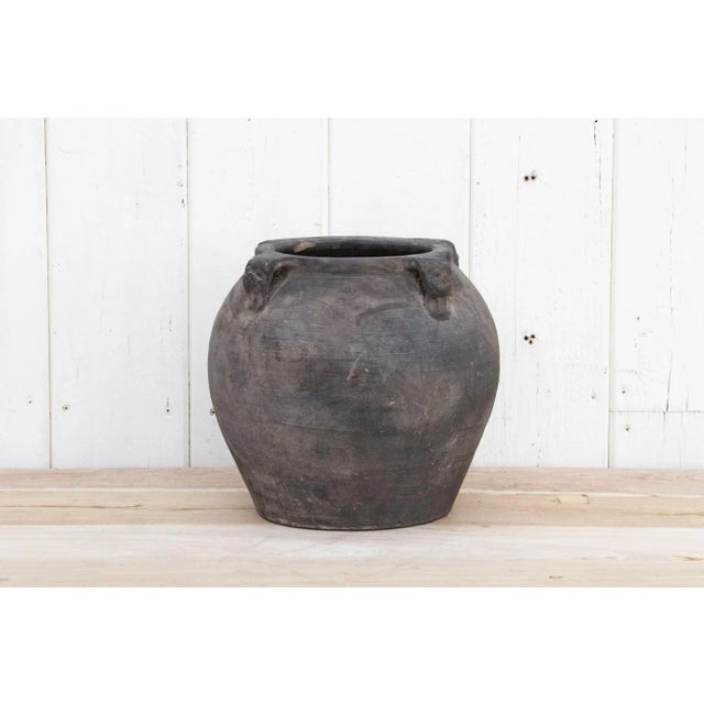 Rustic Gray Earthenware Pot For Sale - Image 9 of 9