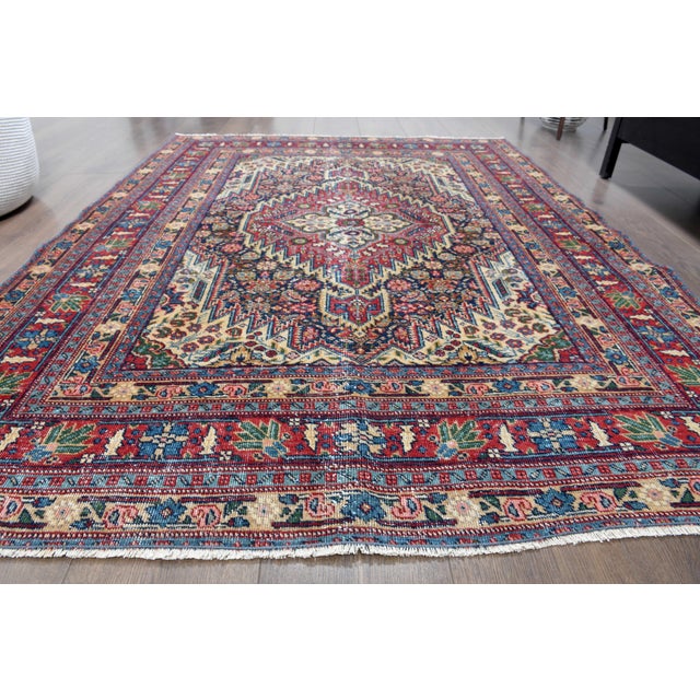 1970s Vintage Handmade Wool Cotton Burgundy Area Rug For Sale - Image 4 of 11