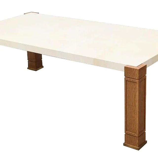 Mid-Century Modern Bespoke Parchment and Cerused Oak Coffee Table For Sale - Image 3 of 8