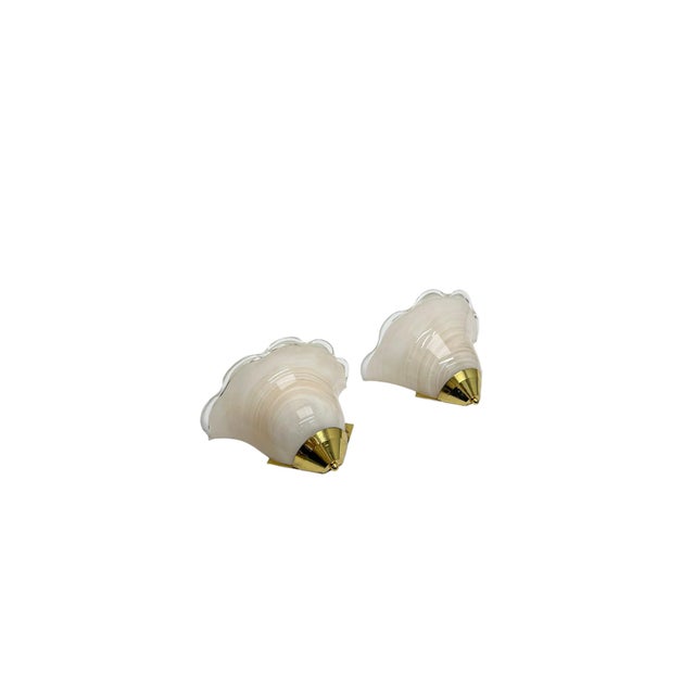 Shell Shaped Glass Wall Lights in the style of La Murrina, 1980s, Set of 2 For Sale - Image 6 of 13