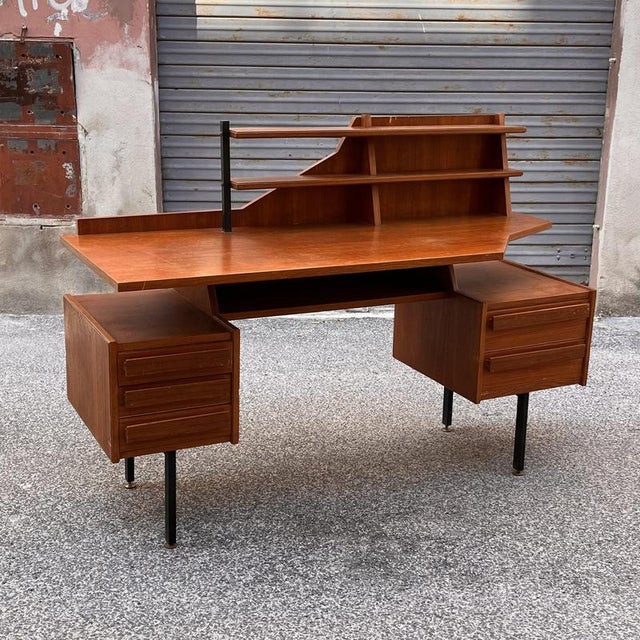 Teak and Iron Desk with Brass Feet For Sale - Image 17 of 17