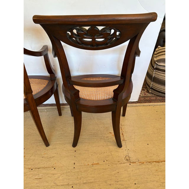 Italian Regency Walnut Armchairs With Caned Seats -a Pair For Sale - Image 9 of 14