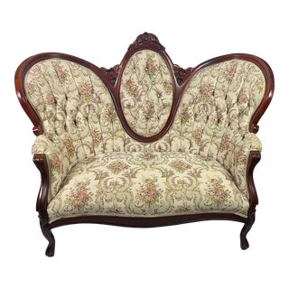 Antique Kimball Tapestry Victorian Parlor Settee For Sale