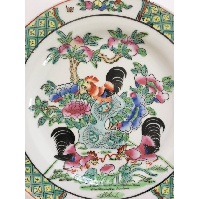 Ceramic 20th Century Chinese Colorful Porcelain Rooster Plates - Set of 4 For Sale - Image 7 of 13