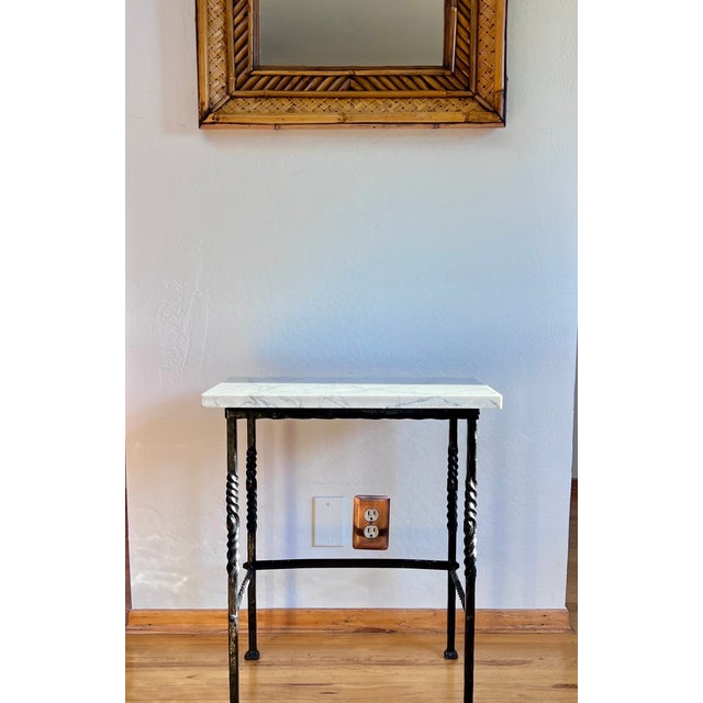 1960s Mediterranean Wrought Iron Marble Side / Occasional Table For Sale - Image 13 of 18