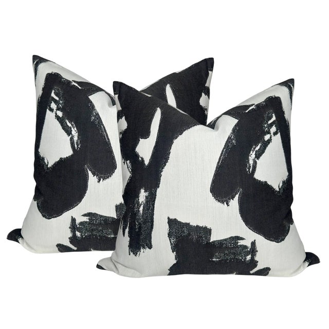 ⭐️ Ships Within 2 Days On the Front: Brushstrokes Woven Fabric On the Back: Ivory Performance Fabric Indoor Outdoor Pillow...