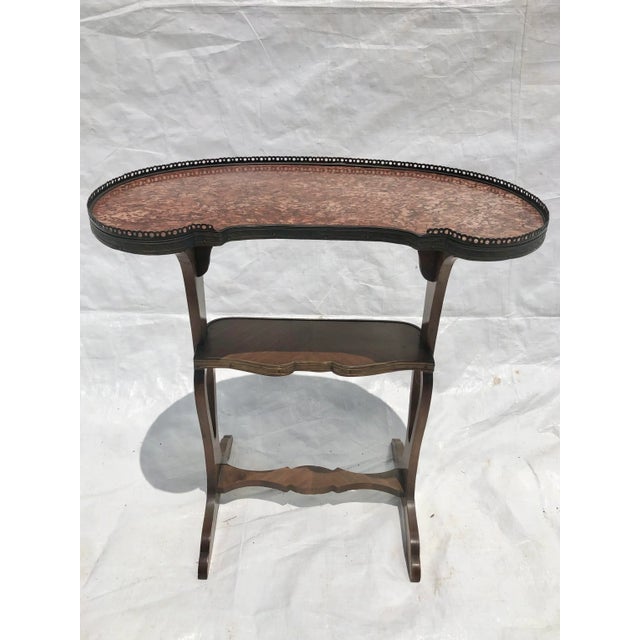 French Marble Top Kidney Shaped Side Table For Sale In Raleigh - Image 6 of 6