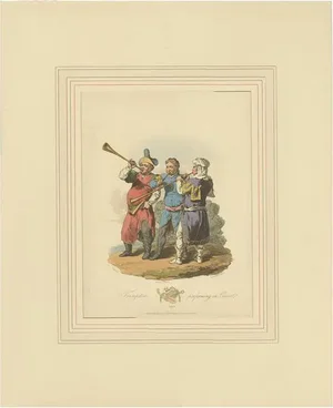 Atkinson, Illustration of Trumpeters, 1814, Print