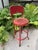 1940s Vintage Industrial Distressed Red Metal Machinist Counter Stool For Sale - Image 4 of 10