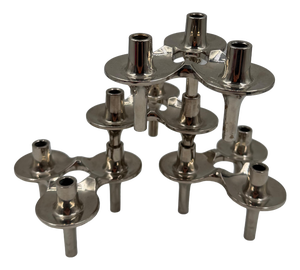 Mid-Century Modern Silver-Plated Taper Holders by Stoff for BMF, West Germany, 1950s, Set of 4