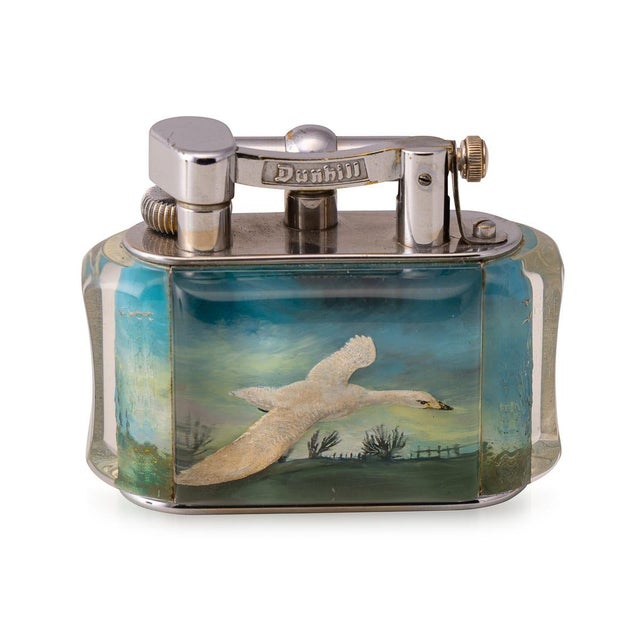 Vintage Aquarium Birds in Flight Table Lighter from Dunhill, 1950 For Sale - Image 4 of 18