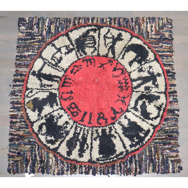 Vintage Zabihi Collection American Hooked Zodiac Horoscope Rug - 3' x 3'2" For Sale - Image 4 of 9