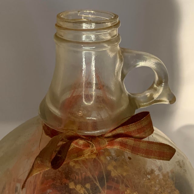 Transparent Folk Art Floral Bird Scene in One Gallon Jug For Sale - Image 8 of 10