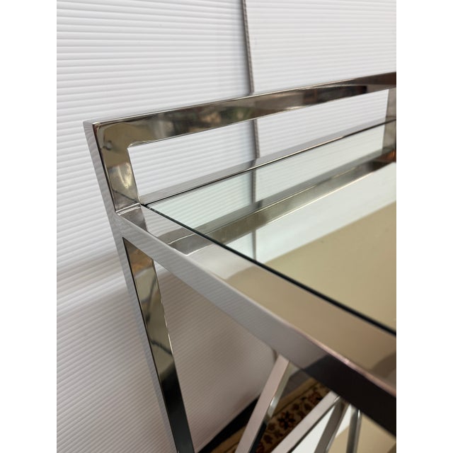 Worlds Away Gerard Bar Cart, Stainless Steel For Sale - Image 9 of 12