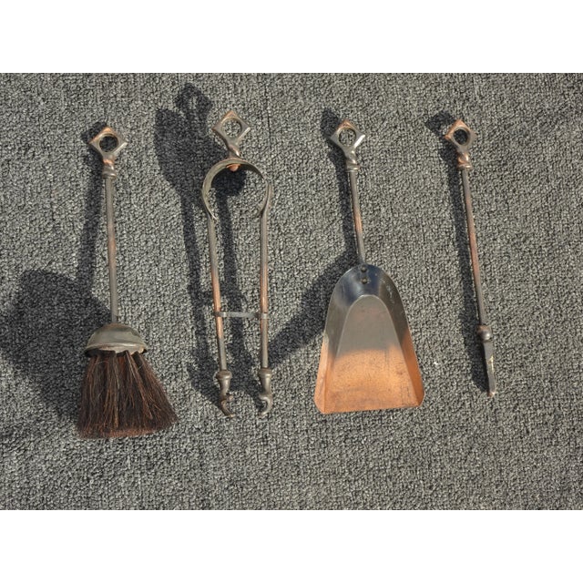 Brown Fp5 Vintage French Country Brown Fireplace Tools W 4 Tools For Sale - Image 8 of 13