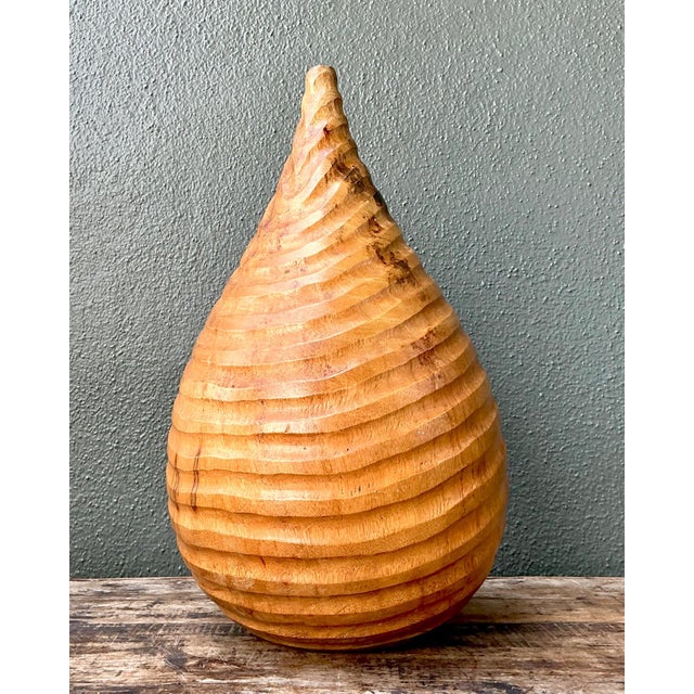 Vintage Natural Wood Teardrop Vase For Sale - Image 4 of 13