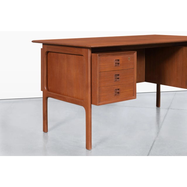 Mid-Century Modern 1960s Danish Modern Teak Desk With Bookcase by Erik Brouer for Brouer Mobelfabrik For Sale - Image 3 of 12